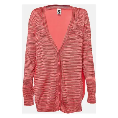 M Missoni Pink Patterned Knit Button Front Cardigan