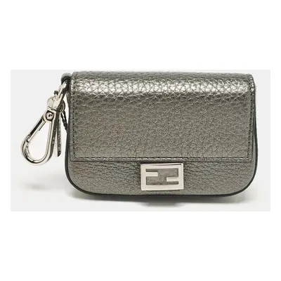 Fendi Grey Leather Nano Baguette Bag Charm