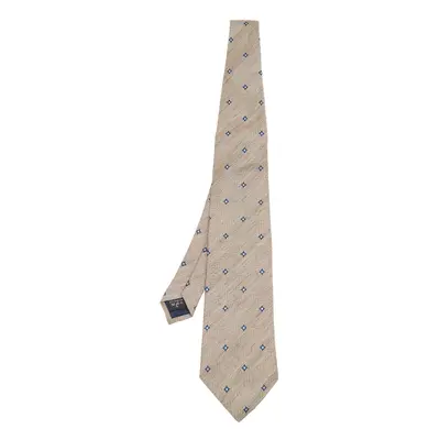 Dunhill Beige Diamond Patterned Silk & Linen Tie