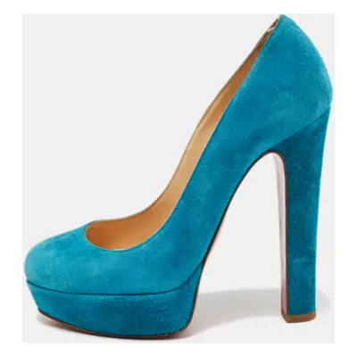 Christian Louboutin Blue Suede Bibi Platform Pumps Size