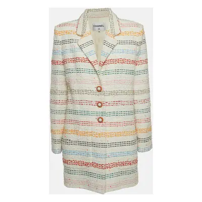 Chanel Multicolor Striped Tweed Long Jacket