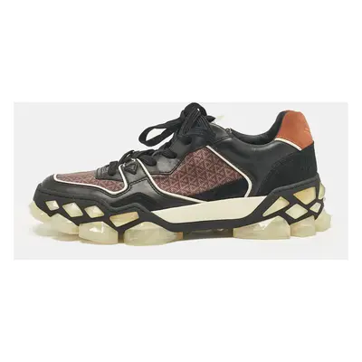 Jimmy Choo Multicolor Leather and Suede Diamond Lace Up Sneakers Size