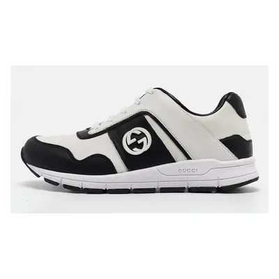 Gucci Black/White Leather Interlocking G Sneakers Size