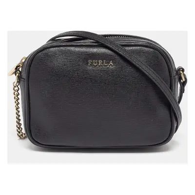 Furla Black Leather Camera Crossbody Bag