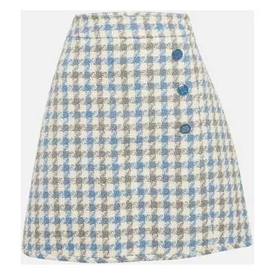 Sandro Blue Houndstooth Tweed Short Skirt