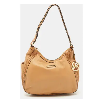 Michael Kors Brown Leather Braided Handle Hobo