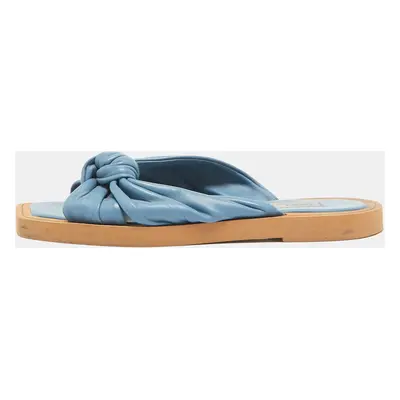 Jimmy Choo Blue Leather Flat Sandals Size