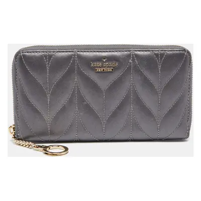 Kate Spade Grey Briar Lane Quilted Leather Neda Zip Around Wallet