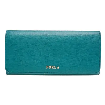 Furla Teal Green Saffiano Leather Continental Wallet