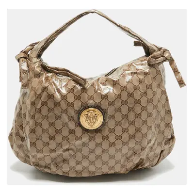 Gucci Beige GG Crystal Canvas Hysteria Hobo