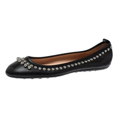 Tod's Black Leather Studded Ballet Flats Size 38.5