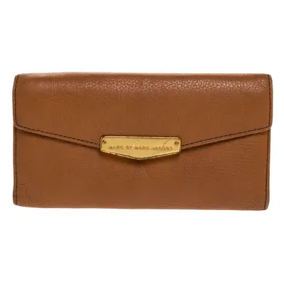 Marc by Marc Jacobs Tan Soft Leather Flap Trifold Continental Wallet