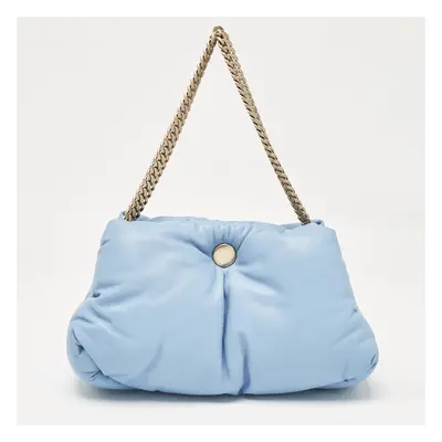 Proenza Schouler Light Blue Leather Puffy Tobo Chain Bag