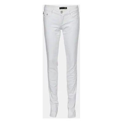 Just Cavalli White Denim Embroidered Pocket Detail Jeans Waist: 30.5"