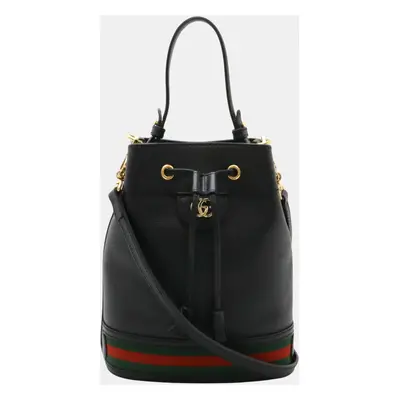 Gucci Black Leather Ophidia Small Bucket Bag