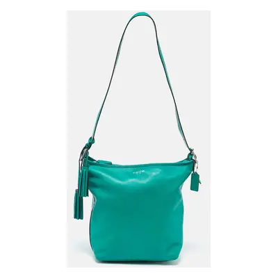 Coach Green Leather Legacy Tassel Bucket Bag