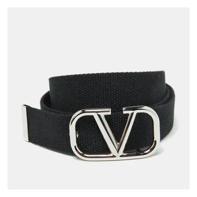 Valentino Black Canvas VLogo Belt