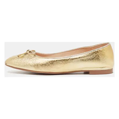 Stuart Weitzman Gold Leather Gabby Ballet Flats Size 36.5