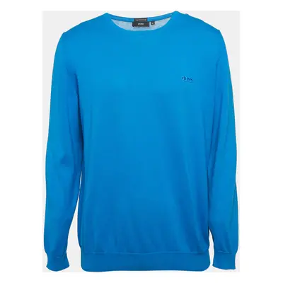 Boss Hugo Boss Blue Cotton Knit Long Sleeve Sweatshirt