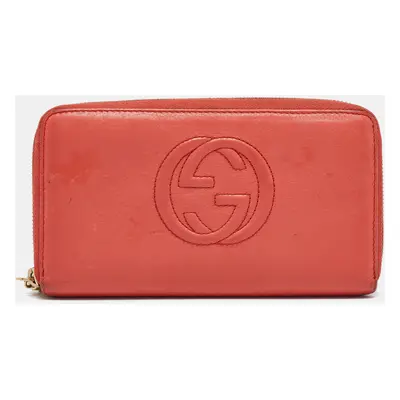 Gucci Orange Leather Soho Zip Continental Wallet