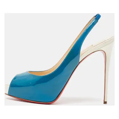 Christian Louboutin Blue/White Patent Private Number Pumps Size