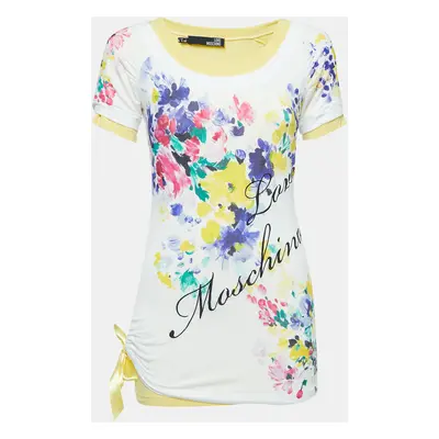 Love Moschino Multicolor Floral Print Knit Inlay T-Shirt