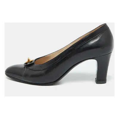 Chanel Black Leather CC Lock Pumps Size