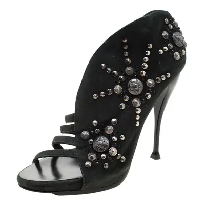 Giuseppe Zanotti Grey Suede Embellished Sandals Size