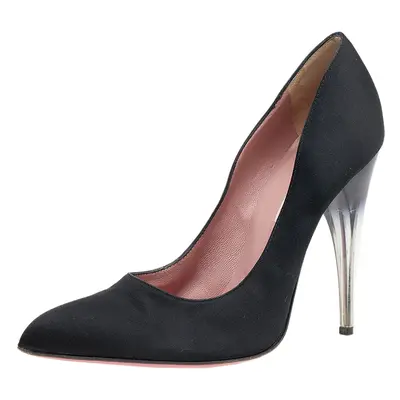 Prada Black Satin Pointed Toe Pumps Size 39.5