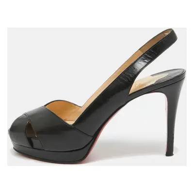 Christian Louboutin Black Leather Soso Slingback Pumps Size