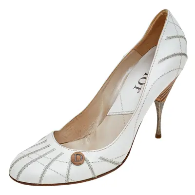 Dior White Leather Round Toe Pumps Size 40.5