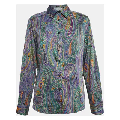 Etro Purple Paisley Print Cotton Button Front Shirt