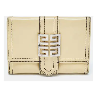 Givenchy Beige Leather Flap Compact Wallet