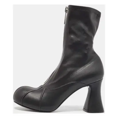 Stella McCartney Black Faux Leather Groove Ankle Length Boots Size