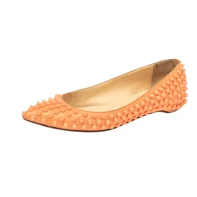 Christian Louboutin Orange Leather Spiked Ballet Flats Size 35.5