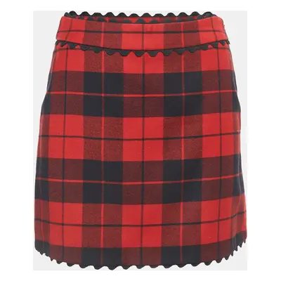 Moschino Cheap and Chic Red Checked Wool Mini Skirt