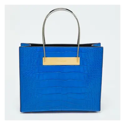 Balenciaga Blue Alligator Leather Cable Handle Tote