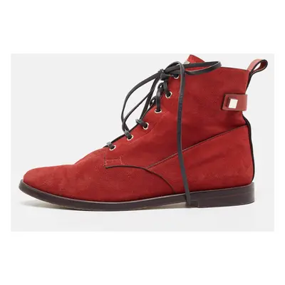 Stuart Weitzman Red Suede and Leather Ankle Boots Size