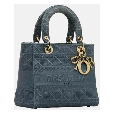 CHRISTIAN DIOR Grey Medium Cannage Lady D-Lite Bag