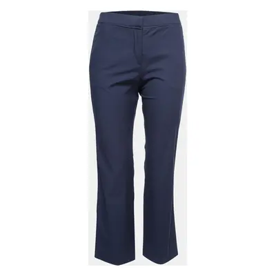 Valentino Navy Blue Cotton Straight Leg Ankle Length Pants