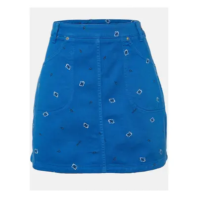 Kenzo Blue Printed Denim Mini Skirt