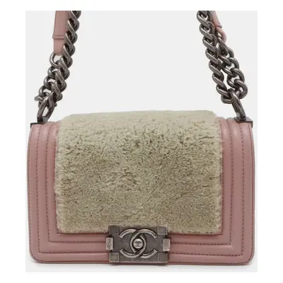 Chanel Pink Leather and Shearling Boy Bag