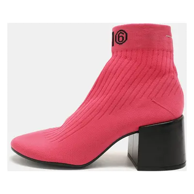 Maison Martin Margiela Pink Knit Fabric Ankle Length Boots Size