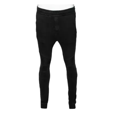 Balmain Black Cotton Rib Paneled Biker Track Pants