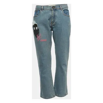 Fendi Blue Denim I Love Karl Boyfriend Jeans Waist 34"