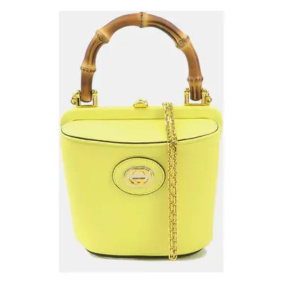 Gucci Leather Yellow Bamboo Handbag