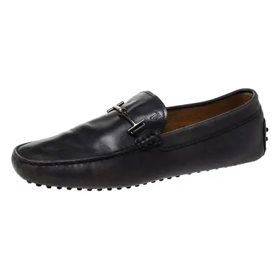 Tod's Navy Blue Leather Double T Bit Loafers Size