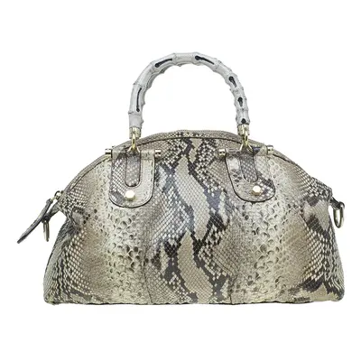 Gucci Beige Python Pop Bamboo Top Handle Bag