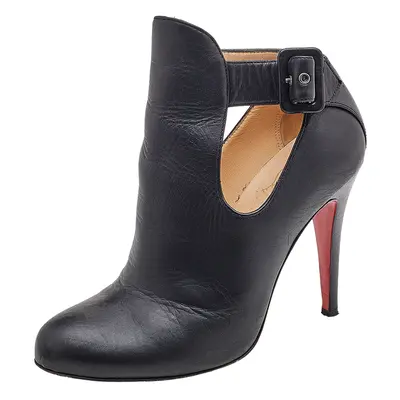 Christian Louboutin Black Leather Cut-Out Ankle Booties Size 36.5