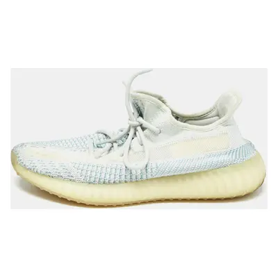 Yeezy x Adidas White/Green Knit Fabric Boost V2 Cloud White Non Reflective Sneakers Size